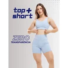 Conjunto Fitness Feminino Top e Short Cintura Alta Poliamida Sem Transparência Modelador  Compressão