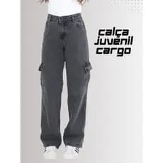 Calça Wide Leg Juvenil Jeans Feminina Pantalona  Soltinha Cintura Alta Estilosa  Blogueirinha Casual
