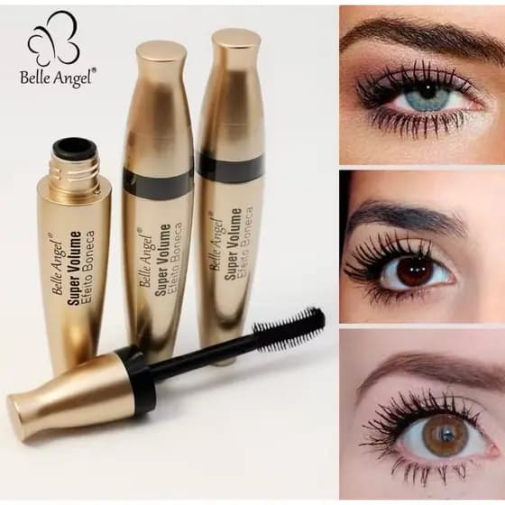 Rímel Máscara de Cílios Super Volume Efeito Boneca Preto Belle Angel O Mais Vendido