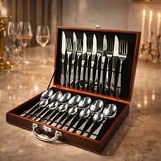 Conjunto Talheres Inox 24 Peças com Maleta Luxo Imperium Inox Aço Inoxidável Resistente.
