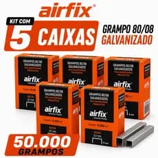 Grampo 80/08 Airfix 50.000 Grampos 5 Caixas Resistentes para Estofador Marcenaria MDF Madeira