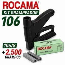 Grampeador Rocama 106 Manual + Caixa 106/8 (2.500 Grampos) Kit Tapeceiro Profissional Sofá