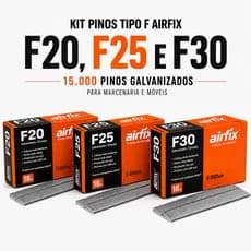 Kit Pinos Tipo F Airfix 3 Caixas F20, F25 e F30 15.000 Pinos Galvanizado Para Marcenaria e Móveis Frete Grátis