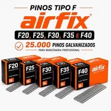 Kit Pinos Tipo F Airfix 5 Caixas (F20, F25, F30, F35 e F40) 25.000 Pinos Galvanizado Marcenaria Frete Grátis