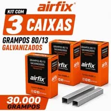 Grampo 80/13 Caixa c/ 10.000 Unid. Airfix 3 Caixas 30.000 Grampos