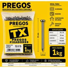 Prego 15x15 Liso Pregos 1Kg Alta Resistência e Durabilidade