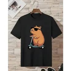 Camiseta Infantil Capivara de Patinete 100% Algodão Juveni Unissex 100% Algodão Menino Menina