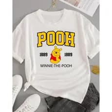 Camiseta Básica Algodão Personagem Ursinho Pooh Dia a Dia Infantil Desenho