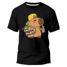 Camiseta Básica Algodão Capivara Skate Unissex Dia Moda Dia Infantil