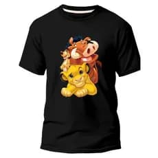 Camiseta Básica Algodão Personagem Rei Leão Timão e Pumba Filme unissex varias cores Infantil