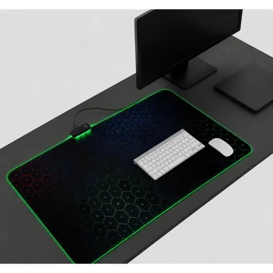Mouse Pad Gamer  Borda Led 7 Cores RGB  Iluminado Base Antiderrapante  Borda Costurada  Várias Estampas 30x70 30x90