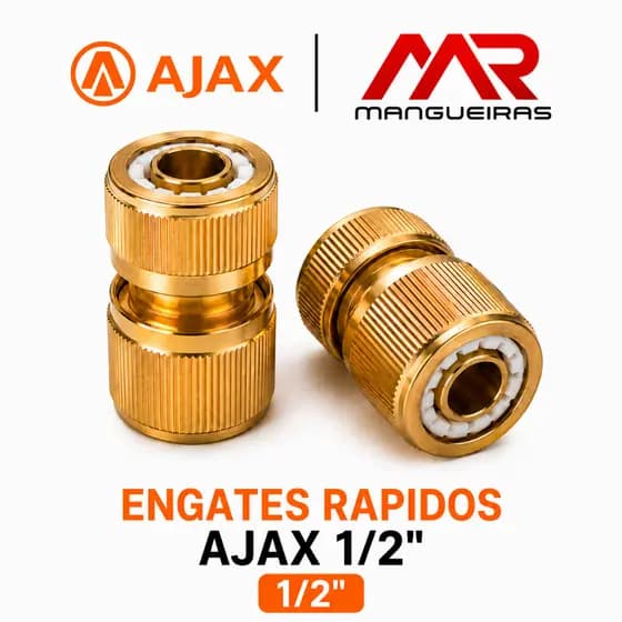 Engates Rapidos AJAX Aluminio Dourado 1/2" Mangueira Jardim Torneira