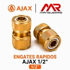 Engates Rapidos AJAX Aluminio Dourado 1/2" Mangueira Jardim Torneira