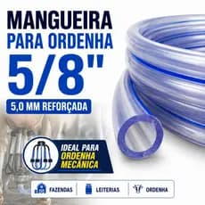 25 à 35 Metros Mangueira Ordenha 5/8" Parede 5,0mm Cristal Faixa Azul Leiteira Vaca Rural Agricola -