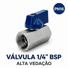 Registro Válvula Esfera Mini 1/4" BSP Fêmea/Fêmea Aço PN16  Registro Alta Vedação Água Ar