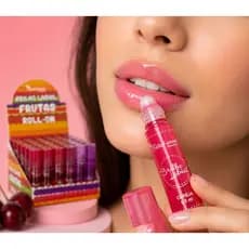 Brilho Labial Roll-On 5,5ml – Hidratante com Aroma de Frutas (Morango, Cereja, Uva e Tutti-Frutti)