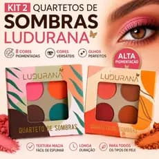 2 Quartetos de Sombras Ludurana 🎨 8 Cores Alta Pigmentação | Olhos Perfeitos