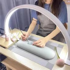 Luminária Mesa Meia Lua Led Ajustável 3 Tons Para Manicure Estética Spa Alongamento De Unhas