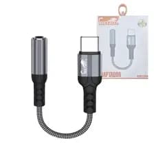 Adaptador USB tipo C para Fone de Ouvido Fêmea P2 de 3,5 mm Cabo Nylon Eletromex EL-3118-TY