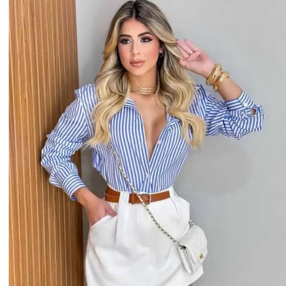 Blusa Feminina Estilosa Camisa Social Feminina Camisa Social Feminina Manga Longa