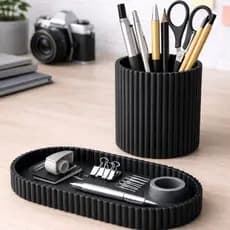 Organizador de Mesa Porta Canetas + Bandeja Multiuso Minimalista Escritório Premium