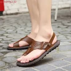 Sandálias masculinas de verão sapatos de praia casuais antiderrapantes versão coreana sandálias de couro masculinas da m