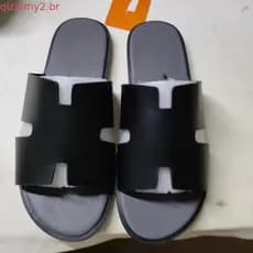 Mulheres europeias H Chinelos De Couro Sapatos Masculinos Her23mès no Verão 2023 Chinelos de Primeira Linha de Qualidad