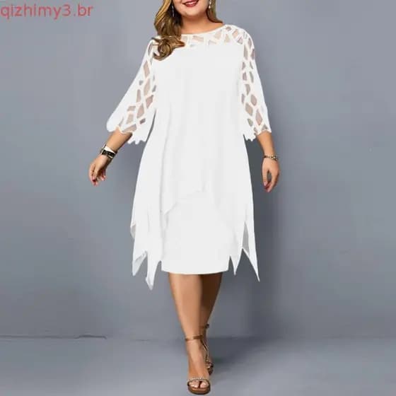 Vestido casual feminino de chiffon oco solto 2023 vestidos de verão plus size