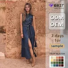 VESTIDO LONGO FEMENINO JEANS TIPO CSA COM BOTÕES NA FRENTE