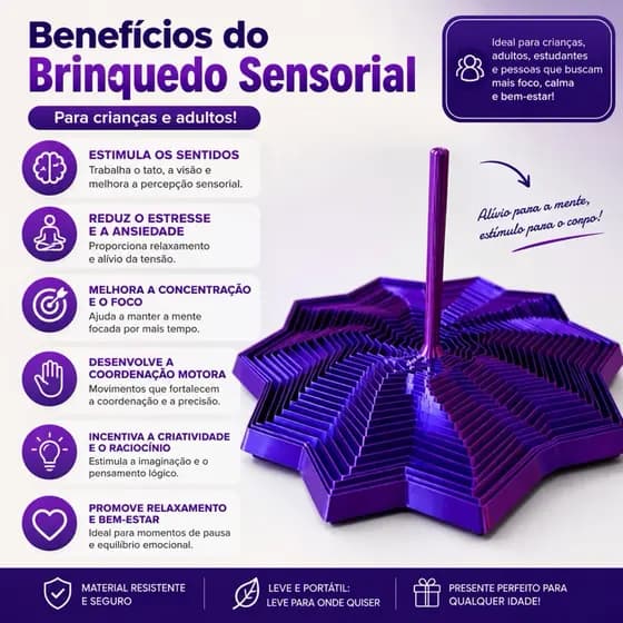 Fidget Toy Estrela Sensorial 3D Expansível Anti stress Relaxante Depressão Sensorial Rotativo