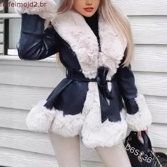 Casaco Elegante e Sofisticado, Este Casaco Feminino é Perfeito Para Qualquer Ocasião  Inverno Jaqueta Promoção Pelinho