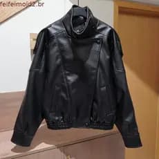 Mulheres Soltas Jaqueta De Couro Oversized Outono Inverno Manga Longa Casaco Curto Feminino