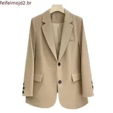 Novo Forrado Blazer Para outono/inverno Jacket Com Botão Casual Plus Size Alfaiataria Slim Feminino Moda Preto Profissi