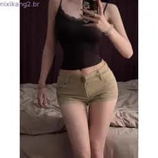[Estilo Old Money Girl Hot Girl] Vem com almofada de virilha com cinto cintura alta botão duplo Shorts cor café versão c
