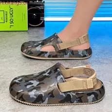 Chinelos de camuflagem de coco masculino verão pisando na merda sentir Baotou praia buraco sapatos Anti-deslizamento mas