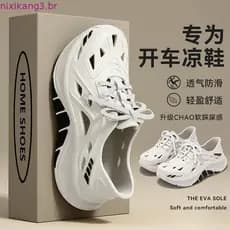 Sapatos masculinos de sola grossa com buraco de praia, verão 2025, novo estilo, roupa externa, Casual, respirável, papai