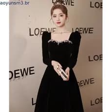 Preto De Manga Comprida Veludo Vestido De Noite Para Mulheres Elegante Céu Estrelado Banquete Magro Vestidos De Princesa