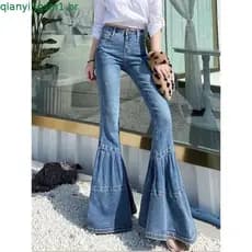 2026 primavera outono cor clara grande queimado calças femininas Retro cintura alta costura solta magro-ajuste calças je