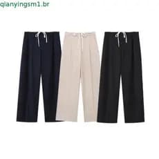 Outono novos produtos moda feminina europeia americana dupla camada cintura perna larga calças casuais 1608525 802