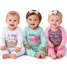 Kit 6 Peças De Roupa Bebe Menina Body Manga Longa + Calça Mijao 3 Conjuntos Feminino