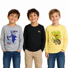KIT 3 CAMISAS MEIA ESTAÇÃO MANGA LONGA ESTAMPADAS OU LISAS  MASCULINO INFANTIL  TAMANHOS 1 2 3 4 6 8