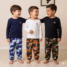 Kit 3 calças jogger infantil masculino exercito camuflado cores sortidas tamanhos 1 2 3 4 6 8