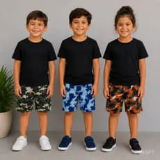 Kit 3 Bermudas Barato  Camuflado Verão Masculino Infantil Menino Tamanhos 1 2 3 4 6 8