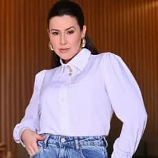 Camisa social feminina manga longa Camisete Elegante Confortável Não Transparente casual com botões modesta versátil