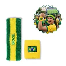Kit Brasil 5 Bandanas e 5 Munhequeiras - Esportiva, Torcida, Academia, conjunto