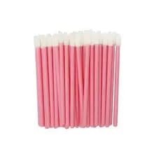 50 Pincel Aplicador Descartável Batom Gloss Limpeza Cílios Cor Rosa-claro
