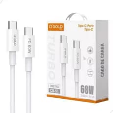 Cabo Tipo C para Tipo C Cabo Tipo C reforçado Cabo USB-C 60W Cabo Tipo C Turbo