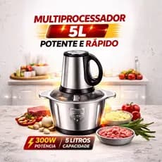 Moedor Elétrico 5 Litros Multiprocessador Mixer Picador Triturador de Carne Temperos Legumes Inox 110v ou 220v