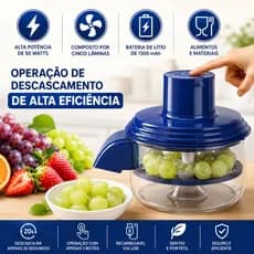 Descascador Automático Elétrico para Alho, Uva e Tomate Cereja Recarregável USB Portátil Sem Fio Descasca em 20 Segundos