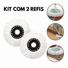 Refil Mop Giratório Kit com 2 Unidades Microfibra para Mop 12L Encaixe 16cm